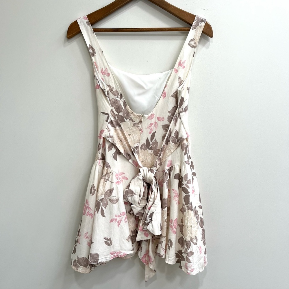 Fore Blossoming In Nature Floral Mini Dress (Ivory Multi) Square Neckline Pastel - Picture 4 of 13